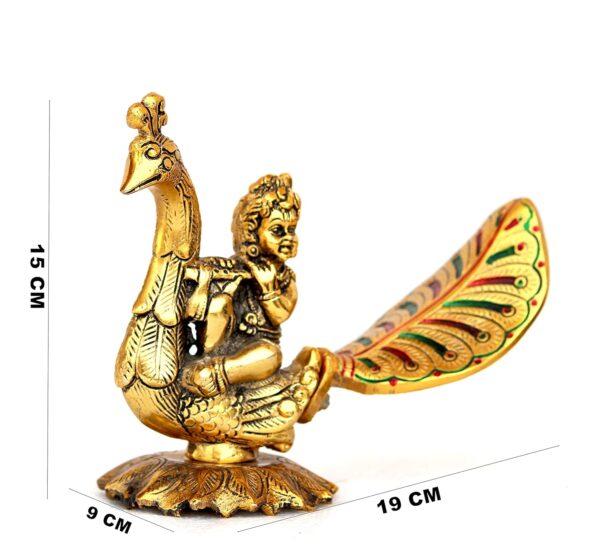 Laddu Gopal Playing Basuri On Peacock Decorative Showpiece - Image 3