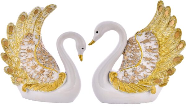 Swan Pair Feather Design Showpiece. - Image 3