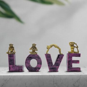 Decorative-Love-Letters-with-Yoga-Monkey-Figurines-Purple-and-Gold-Home-Decor.