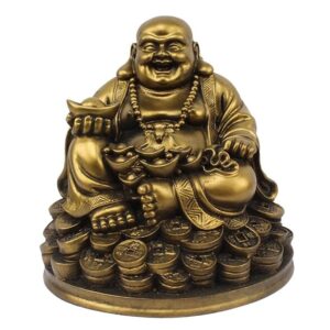 Laughing-Buddha-Sitting-on-Luck-Money-Coins-Carrying-Golden-Ingot-for-Good-Luck-Happiness.