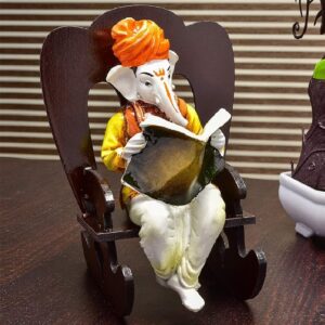 Ganesha-Resting-on-Rocking-Chair-Brown-White.