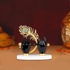 Gold-Plated-Lord-Krishna-Hands-Idol-with-Flute-and-Peacock-Feather.