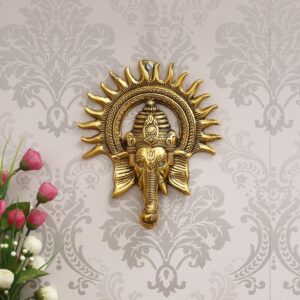Golden-Metal-Sun-Decorative-Ganesha-Wall-Hanging