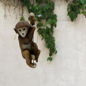 Hanging Monkey Garden Decor Resin Monkey Climbing Hanging Animal Statue with Rope shwpiece for Gift