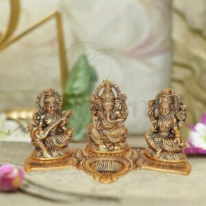Metal-Lord-Laxmi-Ganesh-Saraswati-Idol-with-Diya-Decoration-Pooja