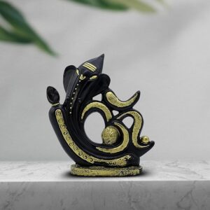 Polyresin-Decorative-Black-Ganesha-with-Om-Black-and-Gold