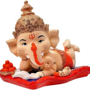 Polyresin-Lord-Ganesha-Reading-Book-Enjoying-Ladoo.