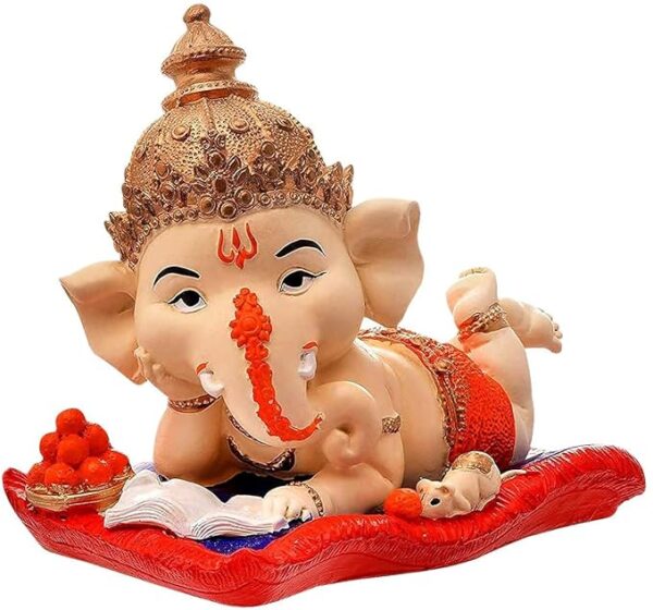 Polyresin-Lord-Ganesha-Reading-Book-Enjoying-Ladoo.