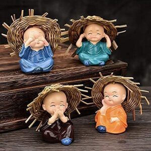 Set-of-4-Handcrafted-Decorative-Buddha-Monk-Showpiece