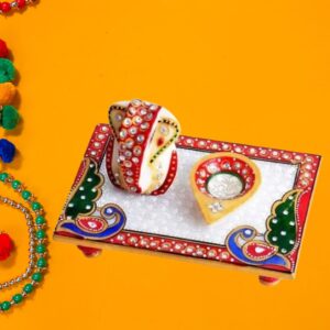 Marble-Chowki-Ganesha-with-Diya-for-Pooja.