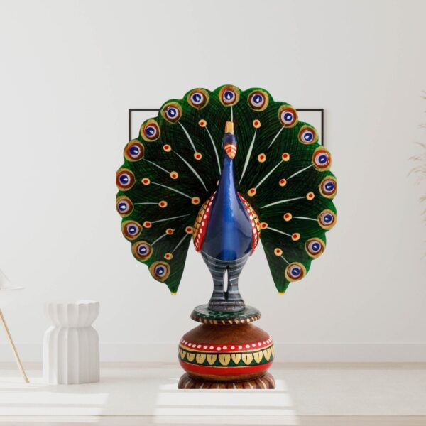 Handicrafts-Wooden-Dancing-Peacock-Home-Decor-Showpiece.