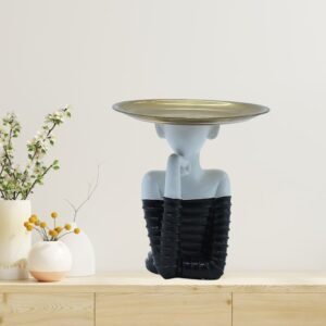 Decorative Figurine Display Stand, White and Black,
