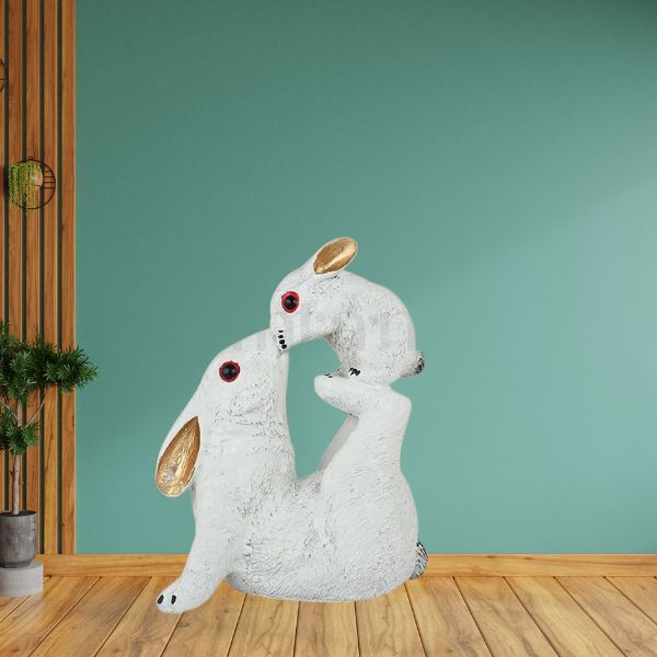 Mother Baby Love Playing Decorative Rabbit Showpiece Figurine for Home Decor | Decorative Idols for Living Room, Bedroom, Office Desk, Cabinets - Image 2